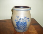 Rowe Pottery Works Salt Glazed Blueberry Crock Dated 1992
