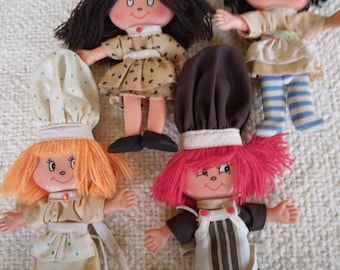 Set of 4 Flat Dolls Flatsy Dolls Collectibles 1969  Flatsy Dollls Fully Dressed