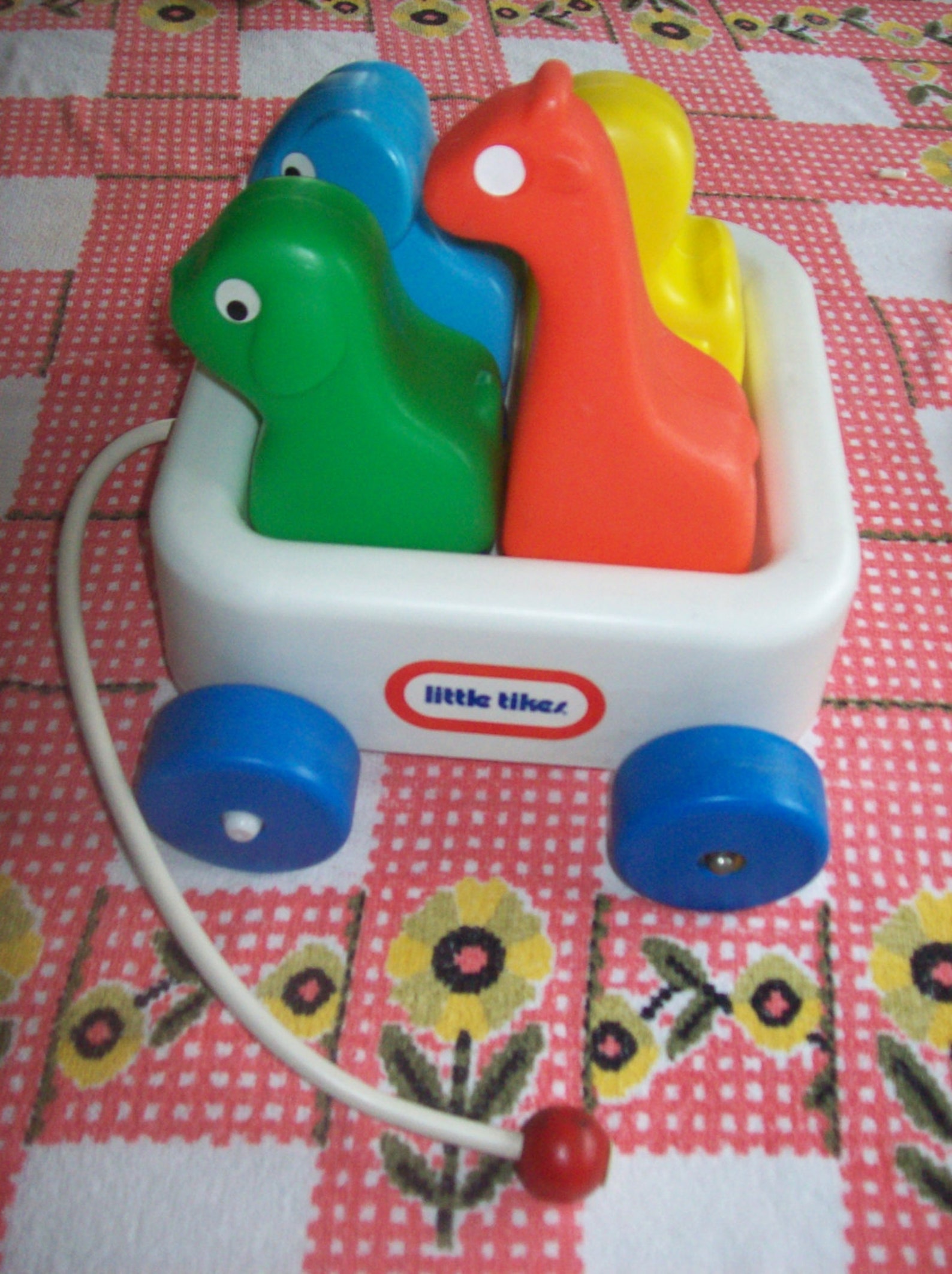 Little Tikes White Wagon and Animal Friends Pull Toy 1980s Etsy