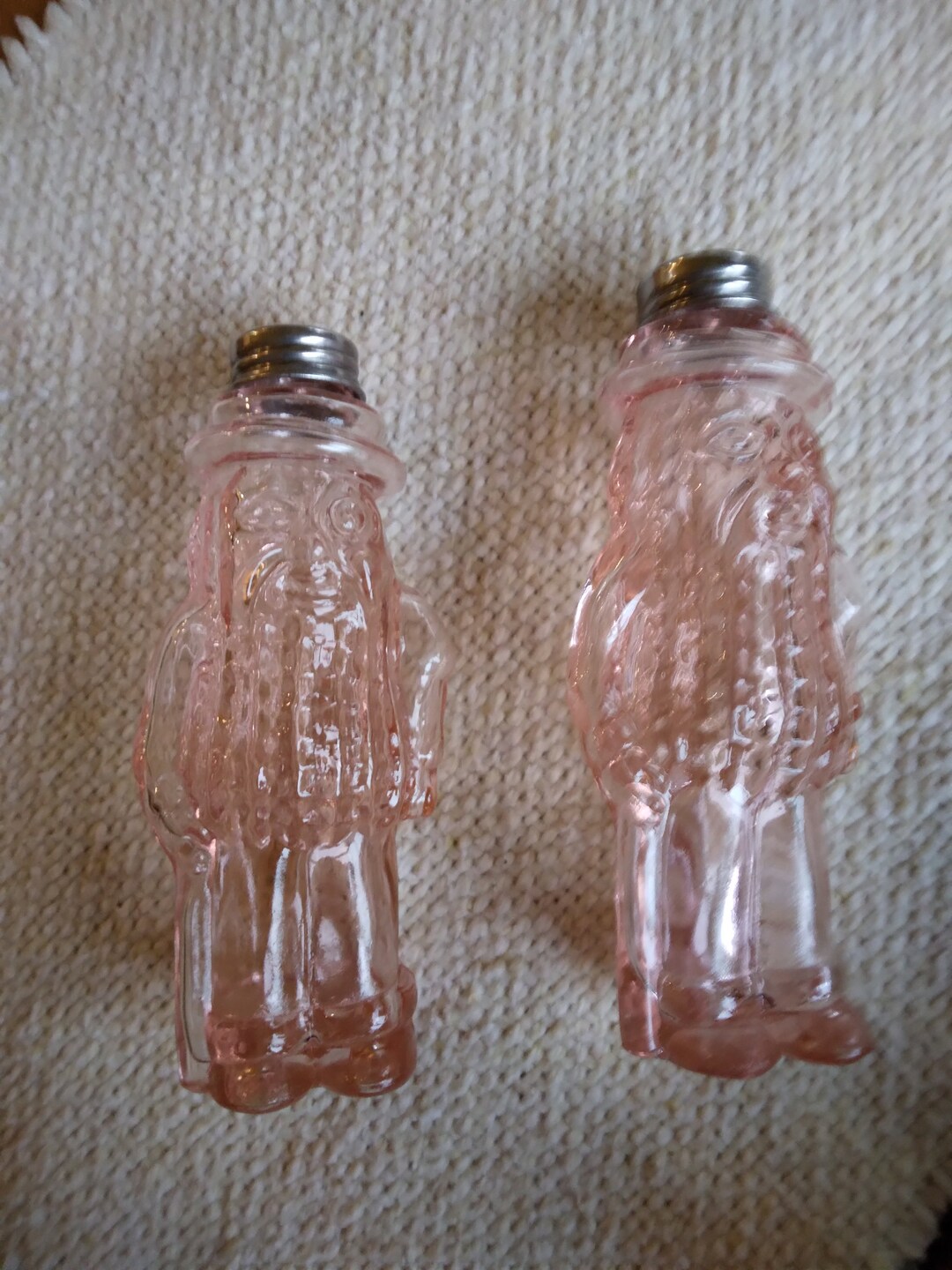 Set of Pink Depression Glass Mr Peanut Salt and Pepper Shakers Etsy
