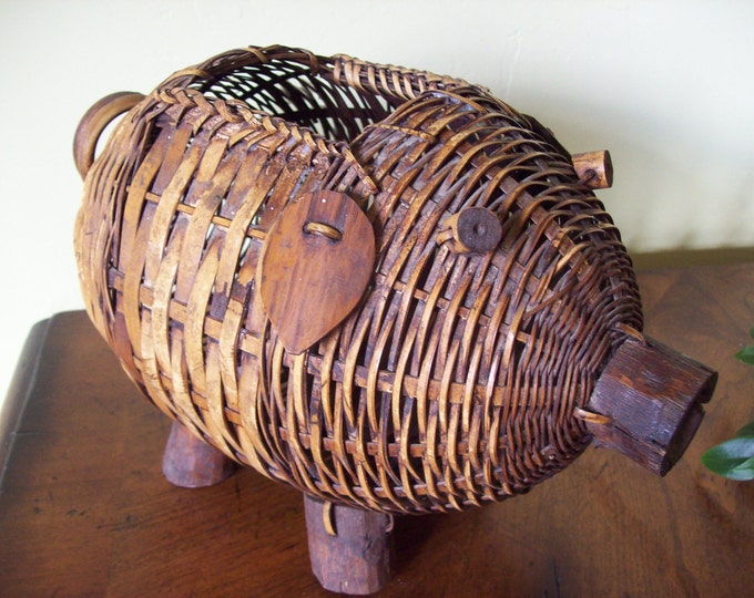 Wicker Pig Basket for Flower Arrangement Decorative Piece Etsy