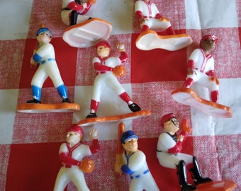 Lot of 8 Plastic Baseball Player Cake Toppers Pitchers Catchers Batters Sport Cupcake Toppers
