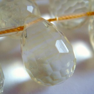 14. Pineapple Quartz 12x18mm Faceted Teardrop Briolette 8 Inches Strand 15pcs Stone Bead