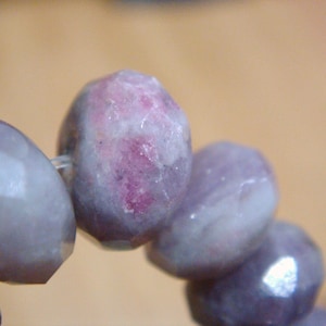 27. Lepidolite With Pink Tourmaline 6x10mm Faceted Rondelle 16 Inches 66pcs Stone Bead