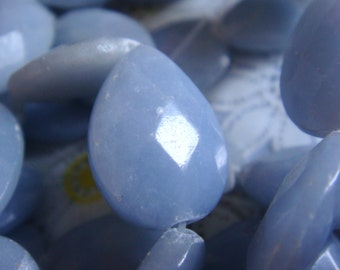 2. Angelite 13x17mm Faceted Teardrop Shape 16 Inches Strand 23 pcs Stones Beads