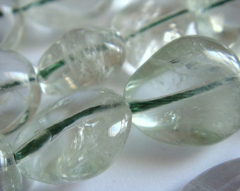 33. Green Amethyst 12x16mm Smooth Cut Nugget 16 Inches 26pcs Stone Bead