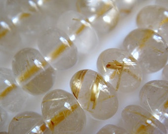 29. Golden Rutilated Quartz 3x5mm Rondelle Shape 16 Inches Strand 102 Pcs Stones Beads