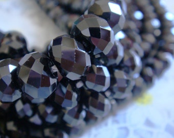 7. Black Spinel Different Size Available Faceted Rondelle Shape 16" Inches Strand Stone Bead