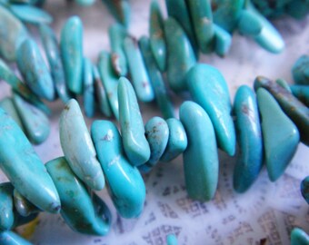 8. Turquoise 2x11mm Chips Shape 16" Inches Strand 190 Pcs Stones Beads