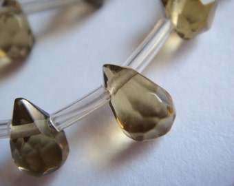 4. Coffee Quartz Different Size Available Faceted Briolette 8 Inches Strand Stone Bead