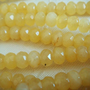 9. Yellow Jade Different Size Available Faceted Rondelle Shape 16 Inches Stones Bead
