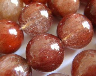 13. Red Rutilated Quartz Round Bead 16 Inches Strand Stone Bead