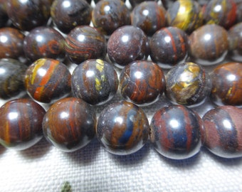 23. Tiger Iron Jasper 8mm / 10mm Round Bead 16 Inches Strand Stones Beads