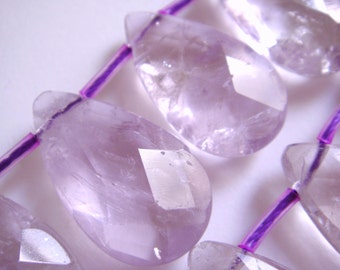 7. Amethyst 10x15mm Faceted Briolette Shape 8 Inches Strand 20pcs Stones Beads