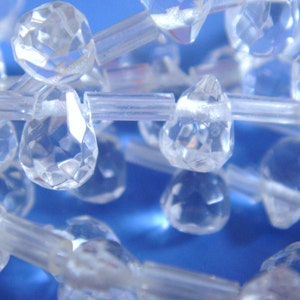 2. Crystal Quartz Faceted Briolette Teardrop Shape 8 Inches Strand Stone Bead