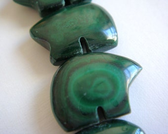 34. Malachite 5x10mm Bear Shape 2pcs Stone Bead