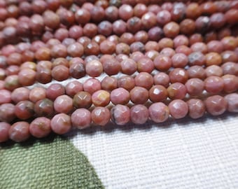 19. Rhodonite 4mm Faceted Round Bead 16 Inches Strand 98pcs Stones Beads