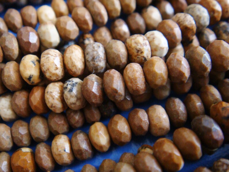 17. Picture Jasper 3x5mm Faceted Rondelle Shape 16 Inches Strand 131 Pcs Stones Beads image 2