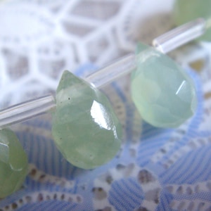 2. New Jade 5x7mm Faceted Briolette Teardrop Shape 8 Inches Strand 28 pcs Stone Bead