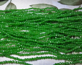 14. Green Jade 3mm Faceted Round Bead 16" Inches 15pcs Stone Bead (M)