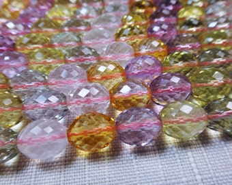 23. Multi Color Stone 8x10mm Faceted Rice Shape 16 Inches Strand 40 pcs Stones Beads