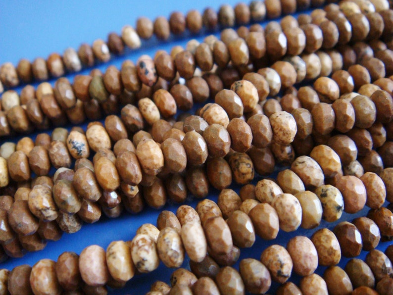 17. Picture Jasper 3x5mm Faceted Rondelle Shape 16 Inches Strand 131 Pcs Stones Beads image 4