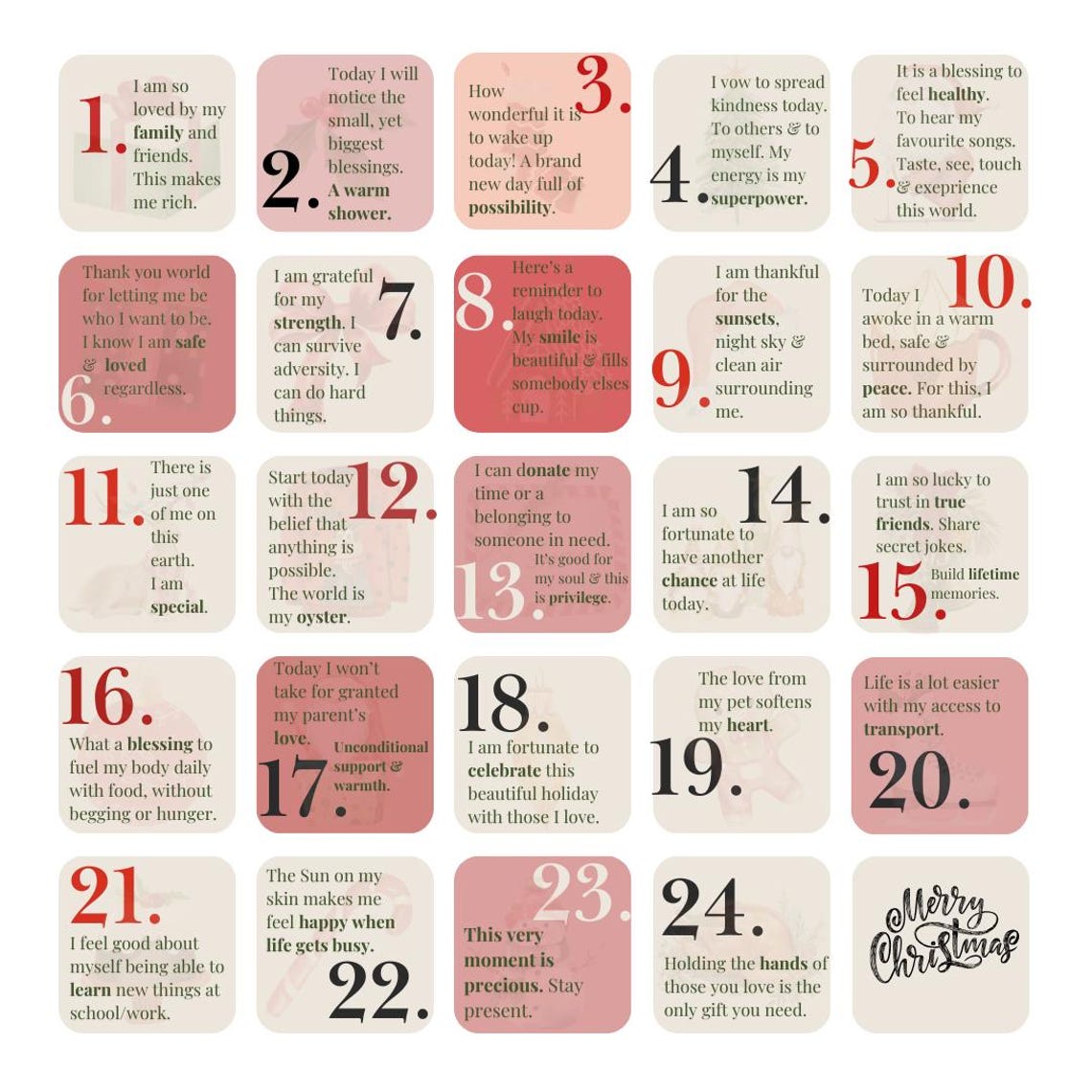 Christmas Gratitude Bunting, 25 Days/advent Calendar With Gratitude