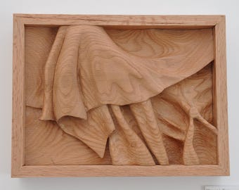 Surrealist Wood Carving Wall Sculpture | Hand Carved Decor