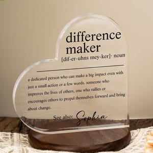 Difference Maker Gift, Thank You Plaque, Retirement Gift, Volunteer Gift, Teacher Gift, Coworker Gift, Appreciation Gift, Coworker Gift
