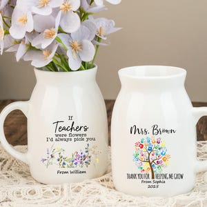 Custom Teachers Flower Vase, Thank You Teacher Gifts, Teacher Appreciation Gift, End of Term Gift, Mini Ceramic Vase Gifts for Teacher