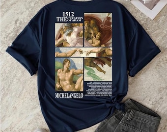 The Creation of Adam PNG - Michelangelo Art Shirt Design - Classic Renaissance Digital Print for Clothing | Vintage Religious Art Shirt