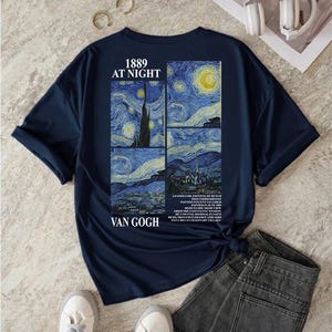 Van Gogh Notte stellata PNG / Design maglietta arte estetica / Maglietta Van Gogh vintage / Notte stellata Arte digitale stampabile