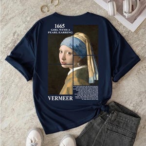 La joven de la perla PNG - Diseño de camiseta con arte de Vermeer - Impresión digital barroca clásica para ropa / Camiseta con arte holandés vintage