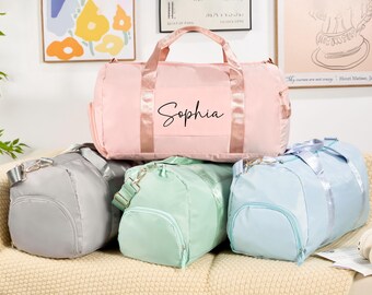 Personalized Name Duffel Bag, Mothers Day Gifts, Cute Overnight Bag for Her, Custom Weekender Bag, Travel Bag, Initial Gym Bag, Hospital Bag