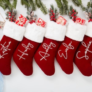 Red Plush Christmas Stocking,Personalized Christmas Stockings,Custom Name Christmas Stocking,Christmas Gift,2025 Family Stockings,Decor Gift