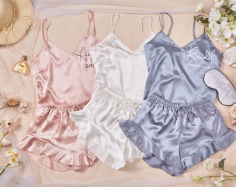 Pijama personalizado para dama de honor, pijama de boda, pijama personalizado para dama de honor, regalo de dama de honor, pijama de satén para novia.