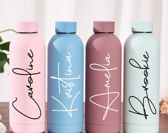 Botella de agua de acero inoxidable personalizada, botella para bebidas, regalos para damas de honor, regalo para él, botella térmica, despedida de soltera, padrino de boda