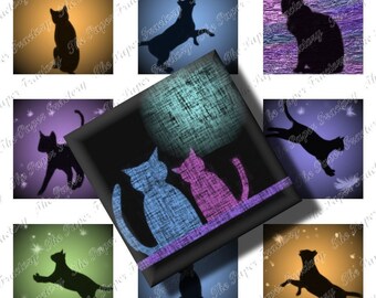 Curious Cats Digital Collage Sheet Inchies