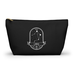 Libra Zodiac Accessory Pouch, Personalized Gift for Astrology Lovers, Makeup Bag, Travel Organizer, Star Sign Purse