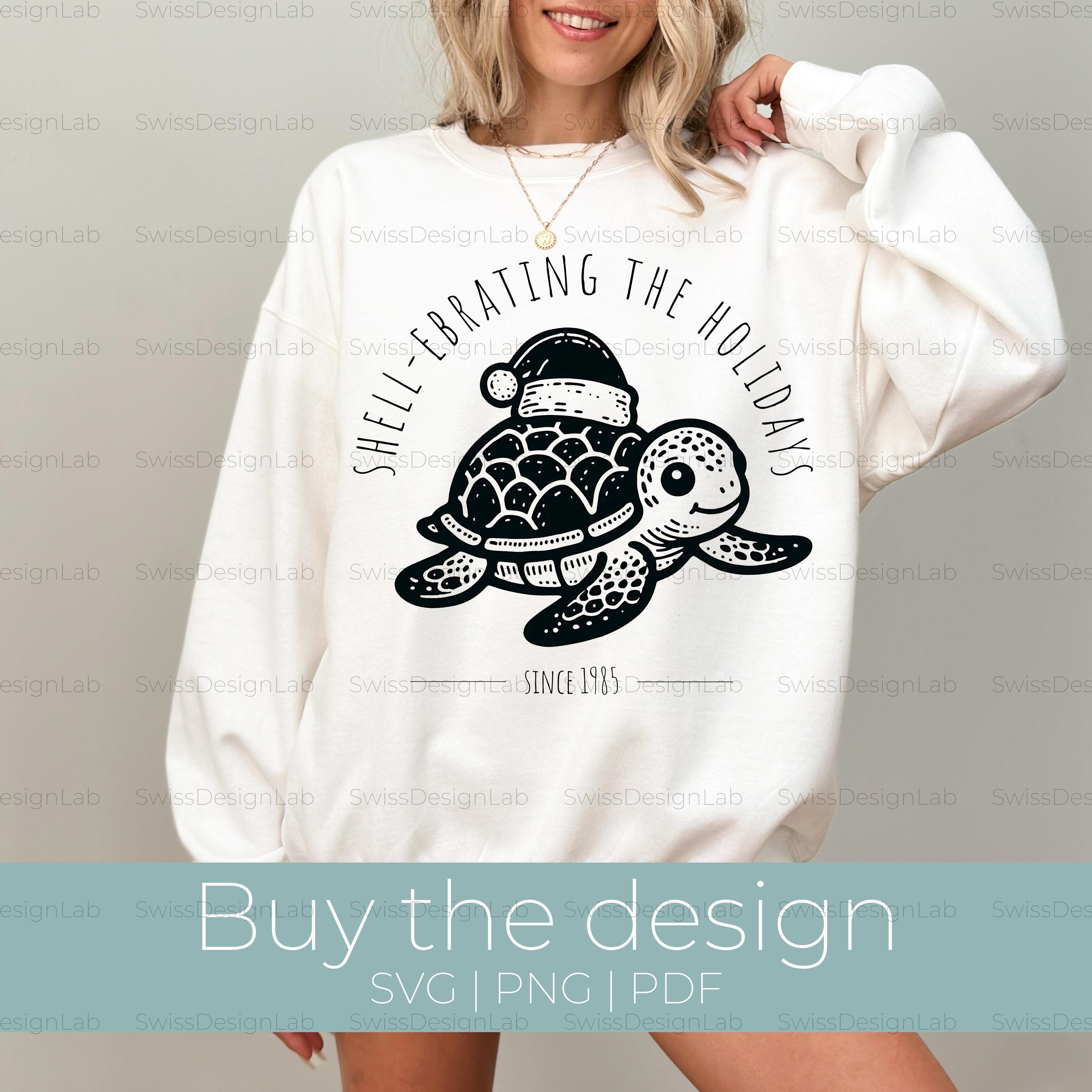 Turtle with Santa Hat Svg, Shell-ebrating The Holidays Svg, Funny Christmas Design, Seaturtle Svg, Santa Clause Png, Cute Holiday Svg