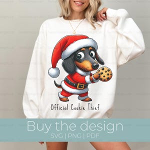 Christmas Dachshund Png, Official Cookie Thief Design, Cartoon Dog Svg, Funny Dog Design, Santa Animal Png, Cute Graphic Design, Baking Png