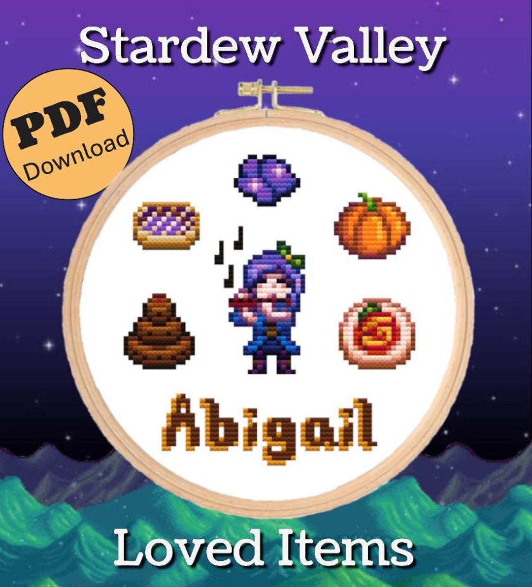 Stardew Valley Abigail Loved Items Cross Stitch Pattern Instant ...