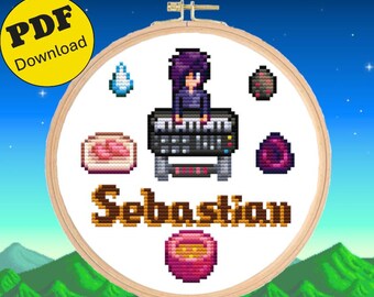 Stardew Valley Sebastian Loved Items Cross Stitch Pattern (PDF)