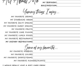 All About Me Form