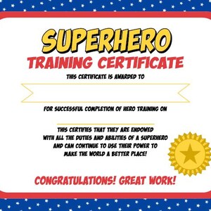 Superhero Training Certificate image 2