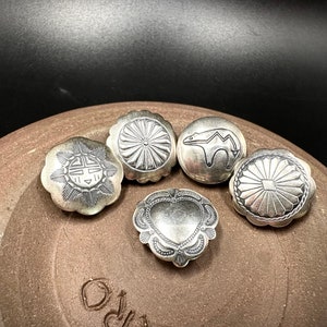 Vintage Sterling Silver Southwestern Native American design Button Covers