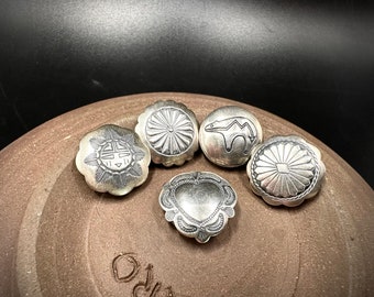 Vintage Sterling Silver Southwestern Native American design Button Covers