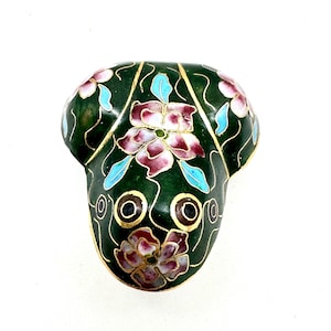 Vintage hinged enamel on metal cloisonné frog trinket box