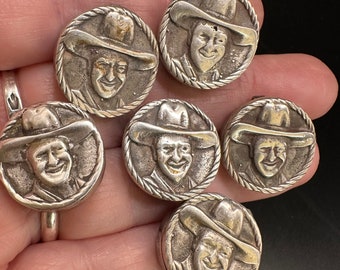 Vintage sterling silver Western Cowboy face button covers