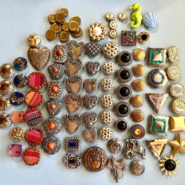 Large lot of button covers for wear or crafting plastic & metal